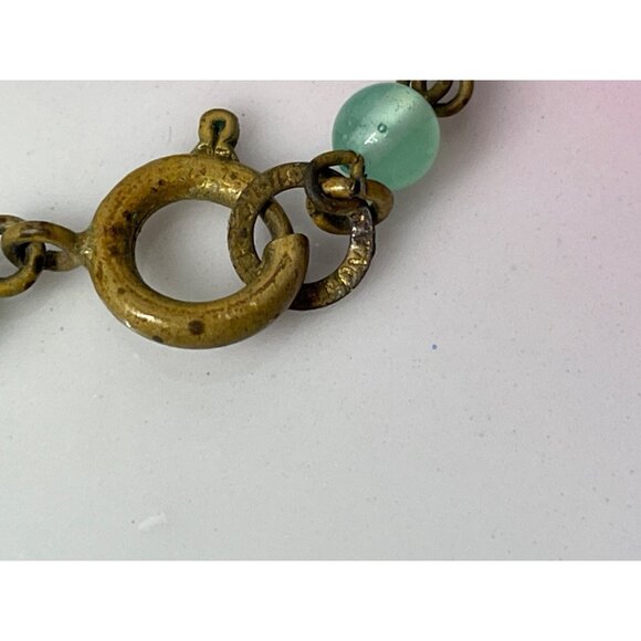 Vintage 1930s Green Molded Peking Glass Beaded Pendant Uranium Beads - Picture 14 of 16